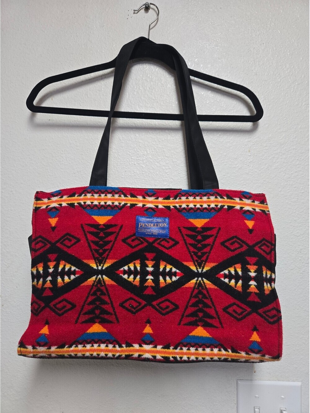 Vintage Red Pendleton Wool Tote Handbag 15" x 10" Excellent condition